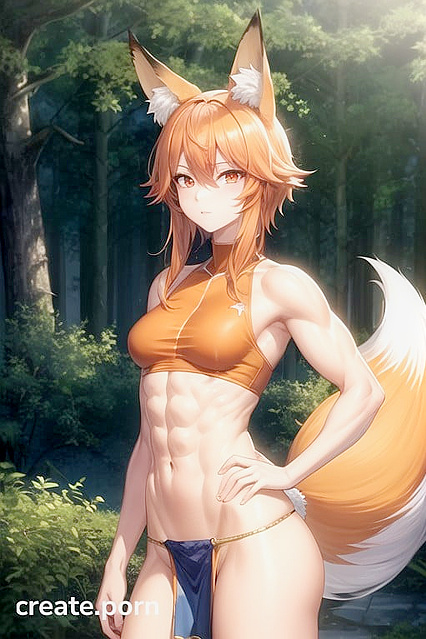 Fox-Tailed Beauty in Red Eyes Loincloth for Steamy Hentai Pleasure