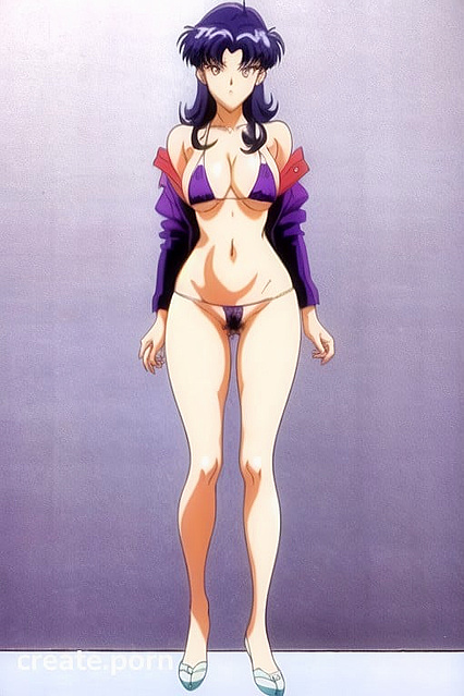 Misato from Evangelion Seduces in a Tiny 18+ Micro Bikini for Steamy Hentai Picture