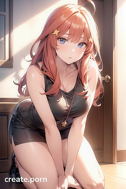 Itsuki Nakano from Gotoubun no Hanayome Kneels in Tunic for  Hentai Pleasure