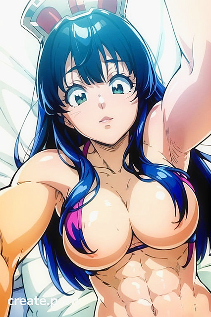 Muscular Abs Take Center Stage in Steamy Bottom-Up Hentai Picture