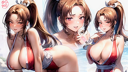 Mai Shiranui from The King of Fighters Dressed in Seductive Transparent Clothes for Hentai Pleasure