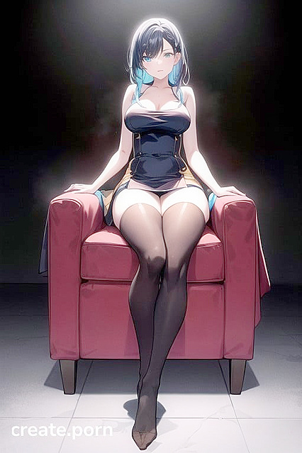 Thigh-High Socks and Exposed Legs in Seductive Sitting Position Hentai'Picture