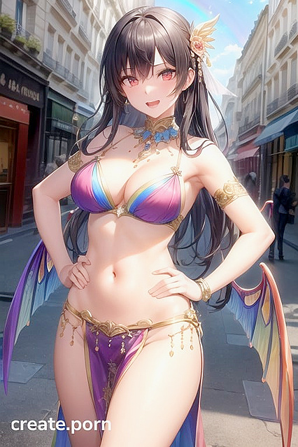 Cute Belly Dancer Poses Hands-On-Hips for Seductive Hentai Pleasure