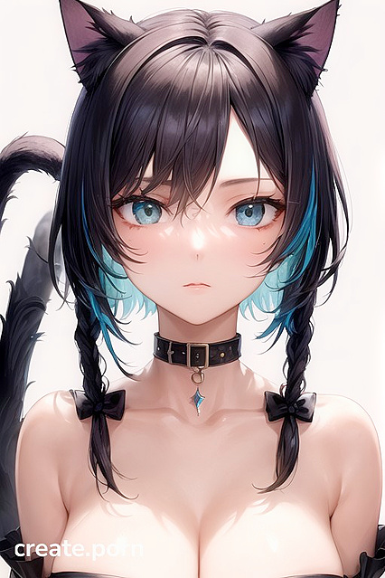 Kawaii Cat Girl 18+ With Tail and Ears Seduces in hentai Anime Picture