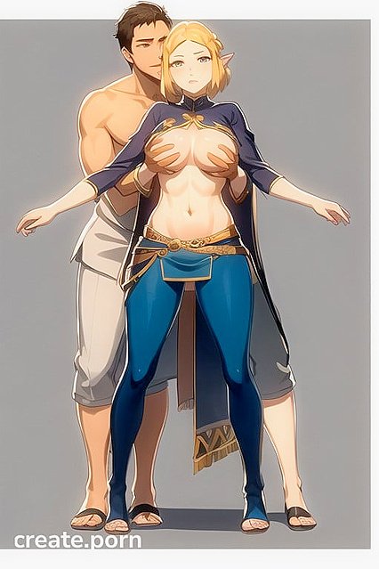 Topless Hentai Beauty Grabbed from Behind for  Frontal Picture
