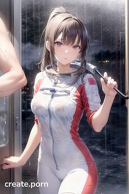 Fit Sci-Fi Babe Gets Drenched in the Rain for Horny Hentai Fun
