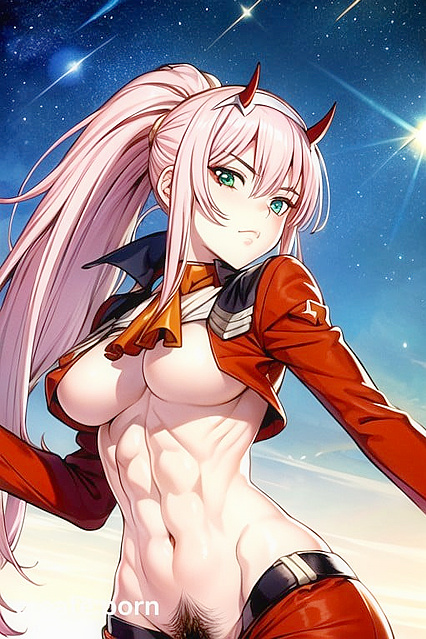 Ponytailed Beauty With Natural Breasts Stares Seductively at You in Hentai Picture