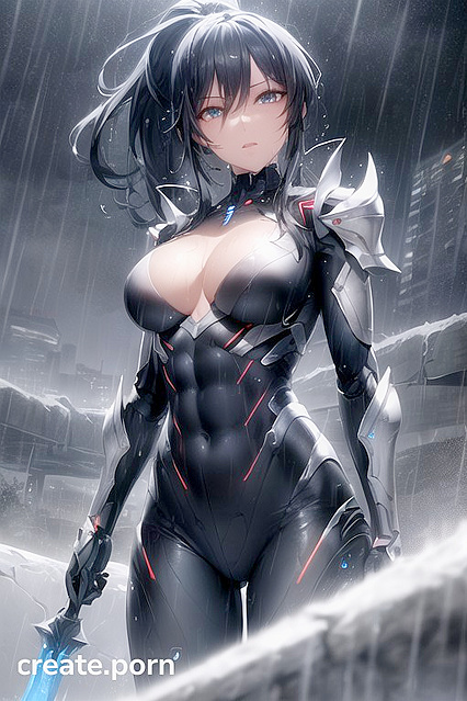 Fit Girl 18+ in Robot Armor with Bouncy Ponytail Takes On hentai Adventures
