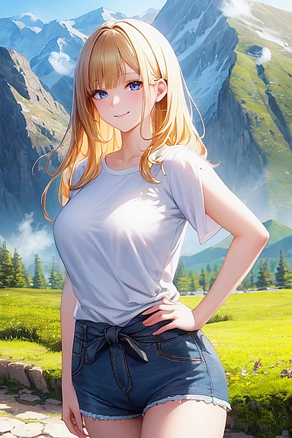 Blonde American Beauty with Blue Eyes Gets Wild in hentai waist shot Picture