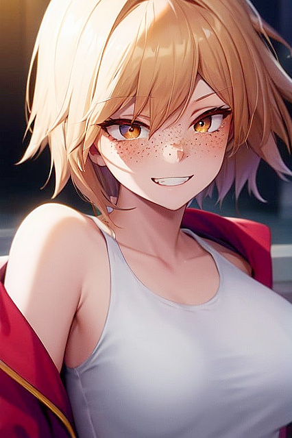 Mitsuki Bakugo Smirking with Freckles in Seductive My Hero Academia Hentai Images