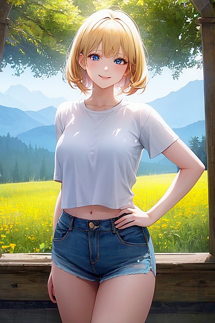 Blonde American Babe in White Tee and Jeans Nailed in Steamy Hentai Picture