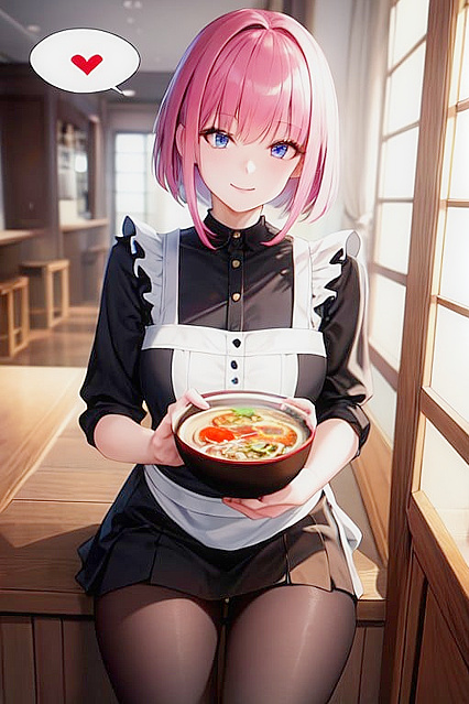 French Maid with Pink Bob Teases You in Heartspeech Hentai Picture