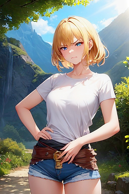 Steampunk Beauty in White Tee and Jeans Tempts You with Waist-Up Picture