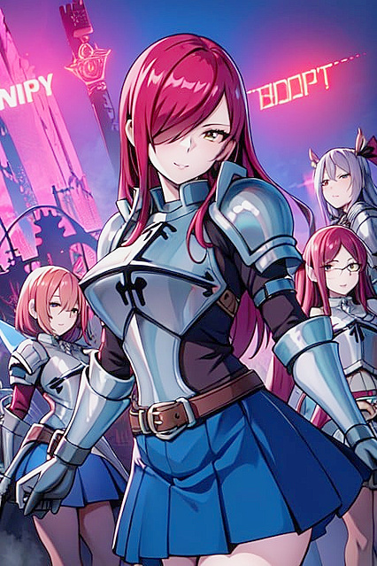 Erza from Fairy Tail Gets Wild with Thick Lines and Minimalist Background Hentai