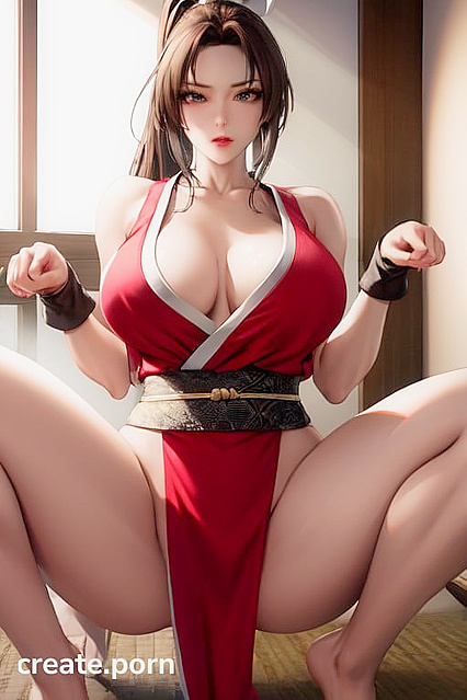 Mai Shiranui from The King of Fighters Posing Seductively in Pet Play Hentai