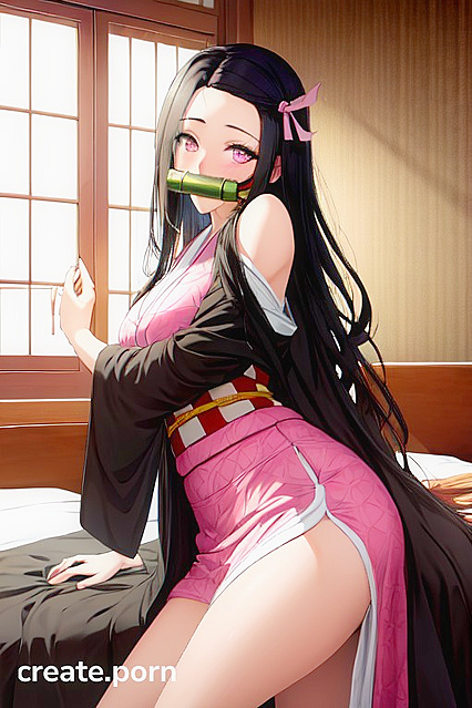Detailed Front View BDSM Picture on the Bed in Seductive Hentai