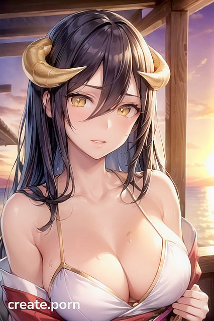 Albedo from Overlord Enjoying Passionate Sex on the Sunset Beach
