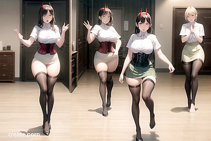 Luscious Corsets and Sexy Skirts in Full-Body Hentai Picture