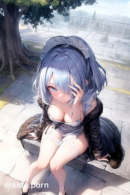Blushing Girl 18+ with Hair Over Her Eyes in Absurdly Hot Hentai Picture