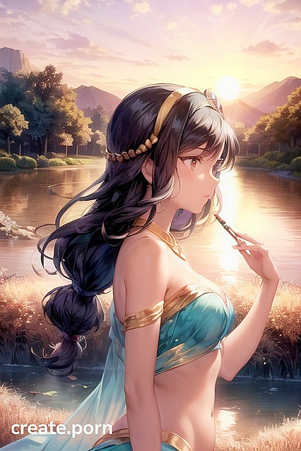 Belly Dancer Wears Diadem for Seductive Sunset Hentai Images