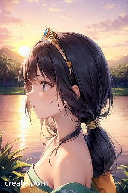 Jasmine Wears Seductive Kimono in Desert Oasis for Steamy Hentai Pleasure