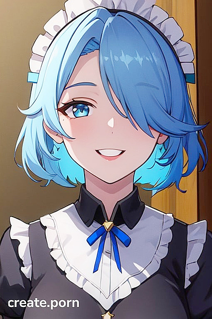 Light Blue Haired Babe Shows off Her Busty Perfection in Happy Hentai Picture