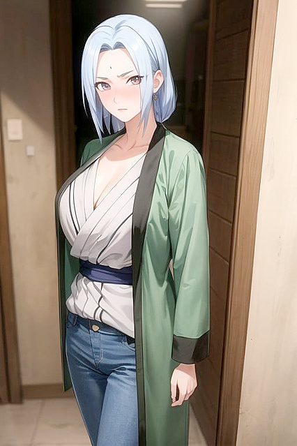 Embarrassed Girl 18+ with Purple Eyes Exploring Pleasure in Hentai Fantasy