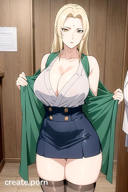 Tsunade from Naruto Teases in Nyilons and Lifts Her Skirt for Steamy Hentai Picture