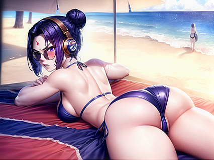 Laid Out from Behind with Perfect Hair Bun in Detailed Hentai AI Images