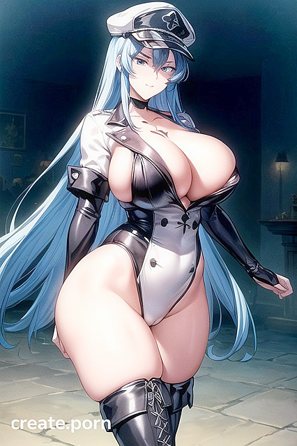 Esdeath from Akame ga in Latex Showing Off Her Massive Ass in Hentai Picture