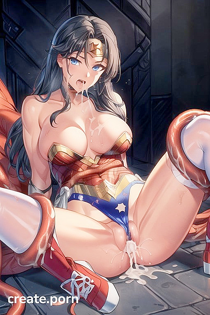 Wonder Woman Bound by Thick Tentacles in  Hentai Picture