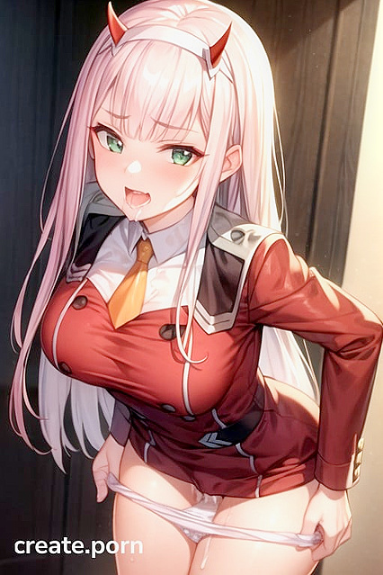 Zero Two from Darling in the FranXX Reveals Her Large Breasts in Seductive Hentai Picture