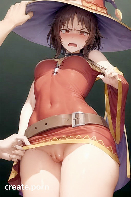 Megumin from Isekai Quartet Disgusted but Excited by Her Rounded Breasts in Hentai AIPorn