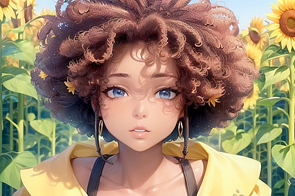 Pregnant African Beauty Shines in Sunflower Field Hentai Pleasure