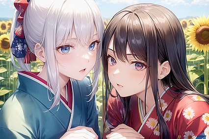 Rounded Breasts Blossom in Sunflower Fields During Sultry Night Hentai Images