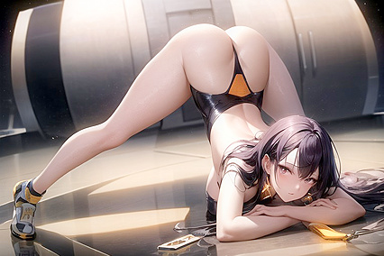 Rounded Breasts Float in Space during  Nighttime Hentai Picture