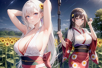 Two Lovers Raise Their Arms in Passionate Nighttime hentai Bliss