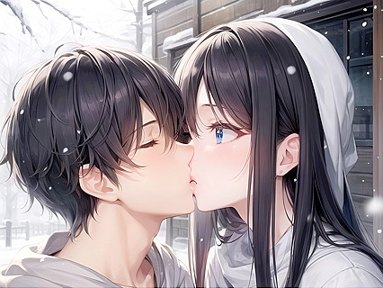 Snowy Night Fantasies – Black-Haired Beauty in Winter Hentai Bliss