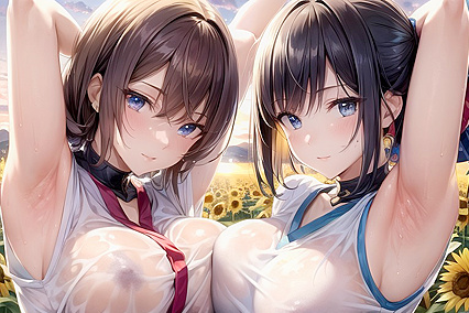 Kimono Clad Beauty Raises Her Arms in Raining Hentai Ecstasy