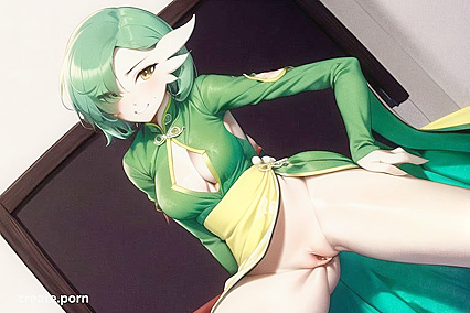 Gardevoir Wears Chinese Hanfu While Squeezing Breasts in Hot Hentai Picture