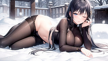 Permed Hair Beauty Gets Wild in Snowy Full Body Hentai Picture