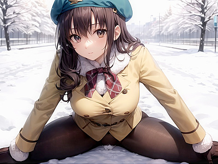 Snowy Splits and Rounded Breasts in Ecstatic Hentai Picture