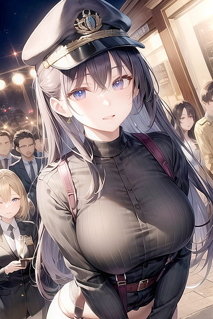 Military Babe in Suspenders Seduces Under the Cover of Night Hentai