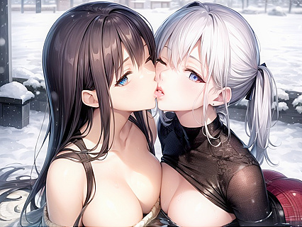Harem Girl 18+s in Sweaters Get Cozy and Naughty in Snowy hentai Picture