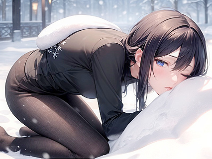 Full-Bodied Beauty with a Rounded Ass in Snowy Hentai Pleasure