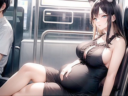 Pregnant Woman with Black Hair Seduces in Blouse for Steamy Hentai Picture
