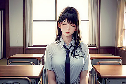 Classroom Chaos – Girl 18+ with Hair Ribbon Surrounded by Horny Students