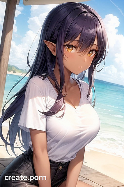 Large-Breasted Demon Girl 18+ Seduces in Oversized T-Shirt Hentai Picture