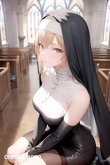 Angel Kneels as a Naughty Nun in Seductive Hentai Picture