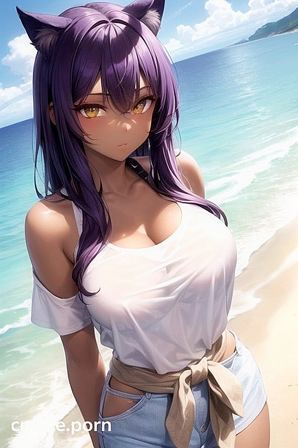 Gold-Eyed Cat Girl 18+ in Oversized T-Shirt Takes You to Hentai Heaven
